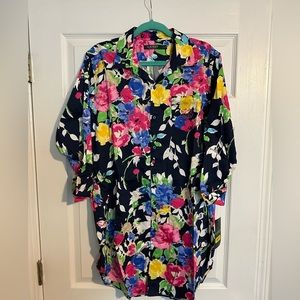 NWT Lauren Ralph Lauren Pajama Collared Floral Button Down Sleep Dress L